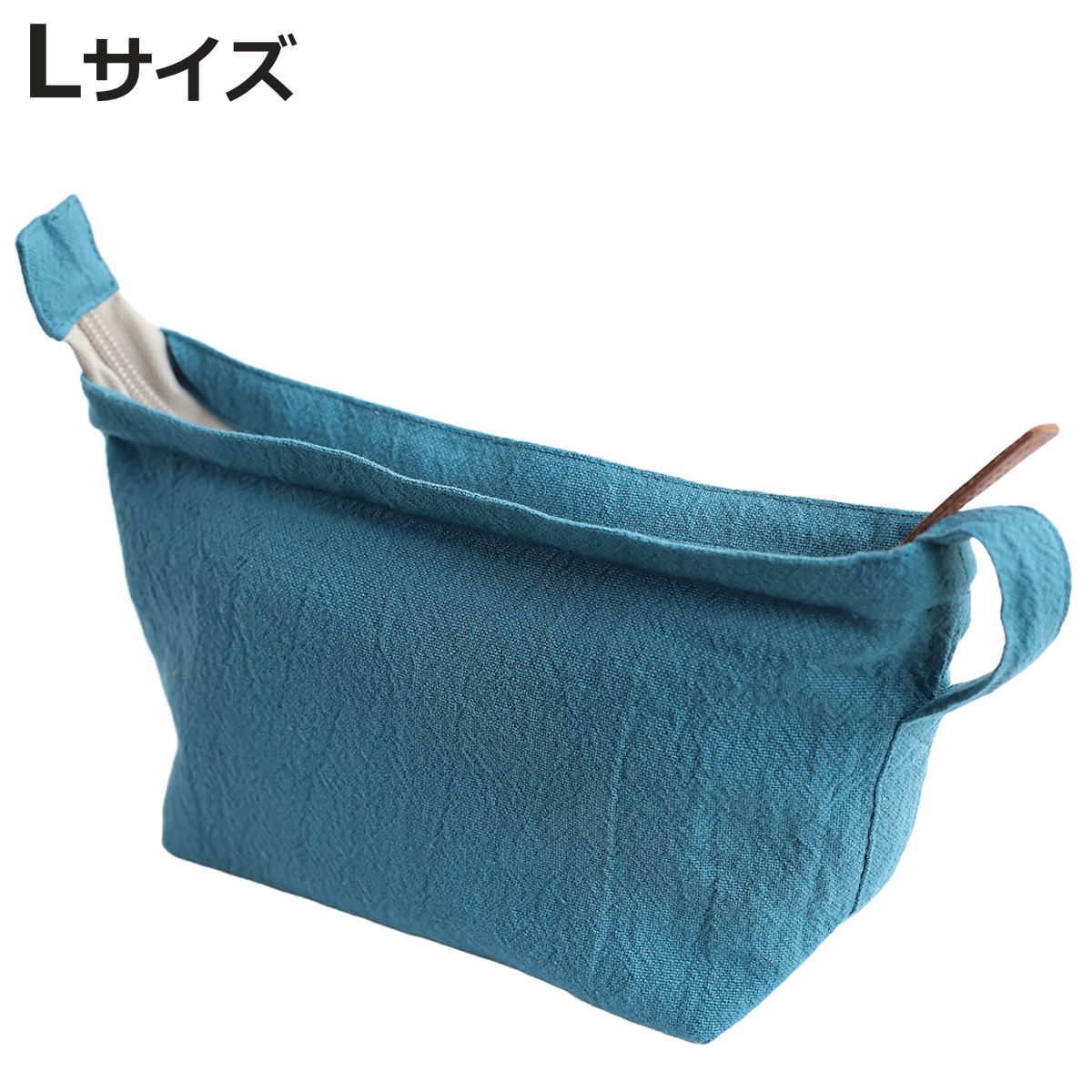 ポーチ ウォッシュドコットン Lサイズ 綿 100％ 小物入れ 化粧ポーチ （ クラッチバッグ マルチポーチ マチあり コットン 布製 北欧 無地 ループ付き ）