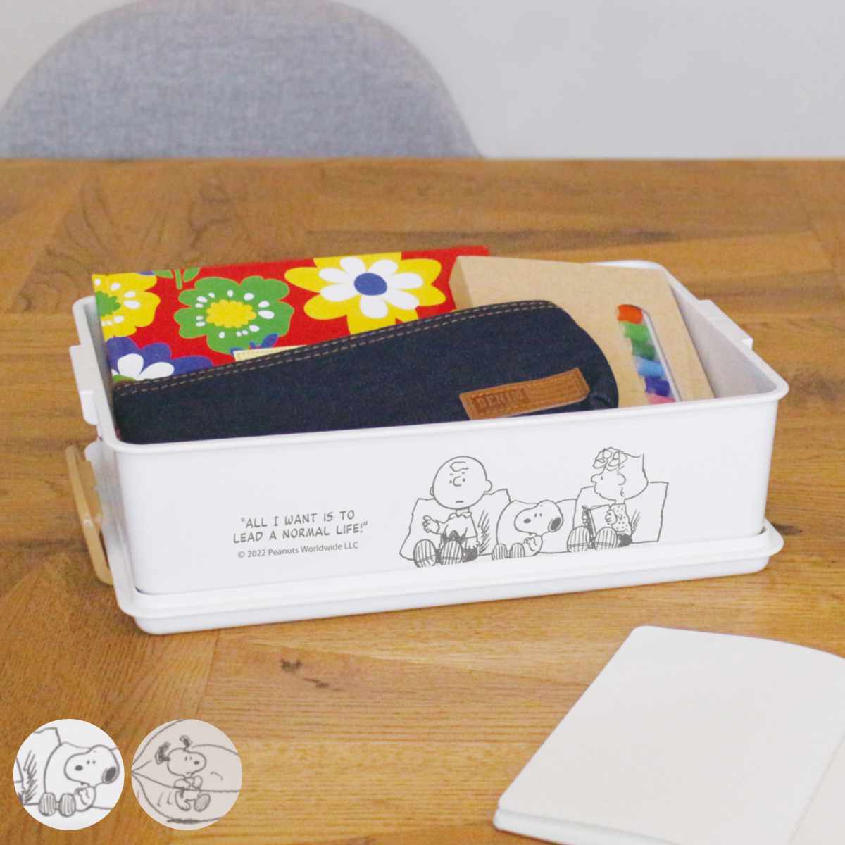 錦化成 収納ボックス スヌーピー パチットBOX ふた付き （ 収納ケース