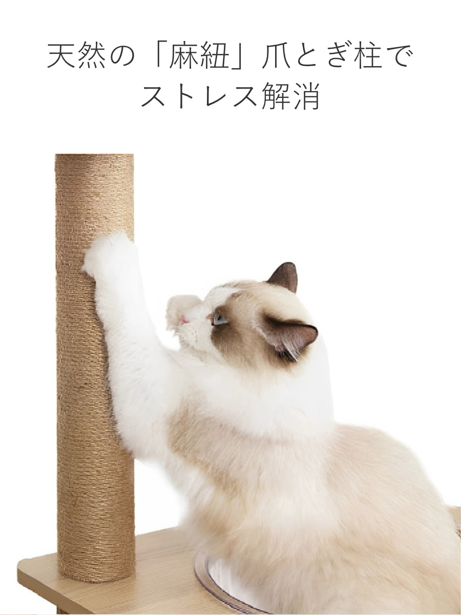 キャットタワー ねこぞく スカイタワー 木製 据え置き （ キャットツリー 猫タワー 190cm 爪とぎ キャットハウス おしゃれ インテリア ）の画像