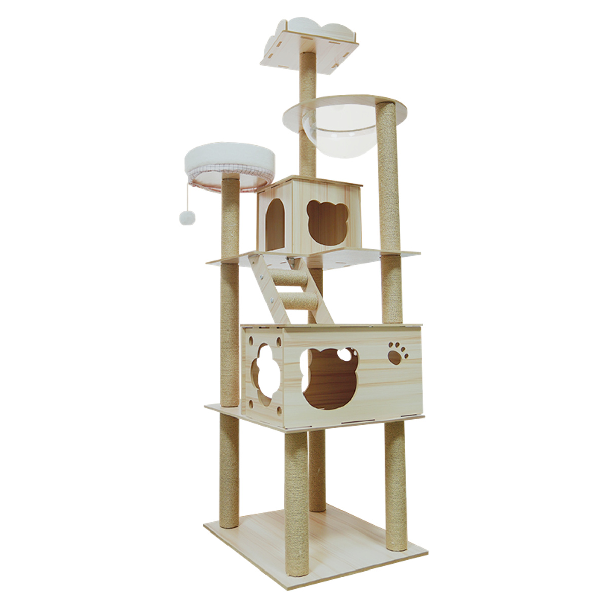 キャットタワー ねこぞく ポルカ 木製 据え置き （ キャットツリー 猫