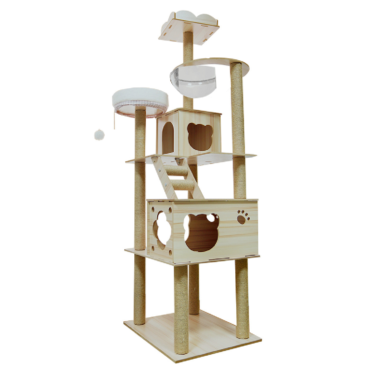 キャットタワー ねこぞく ポルカ 木製 据え置き （ キャットツリー 猫