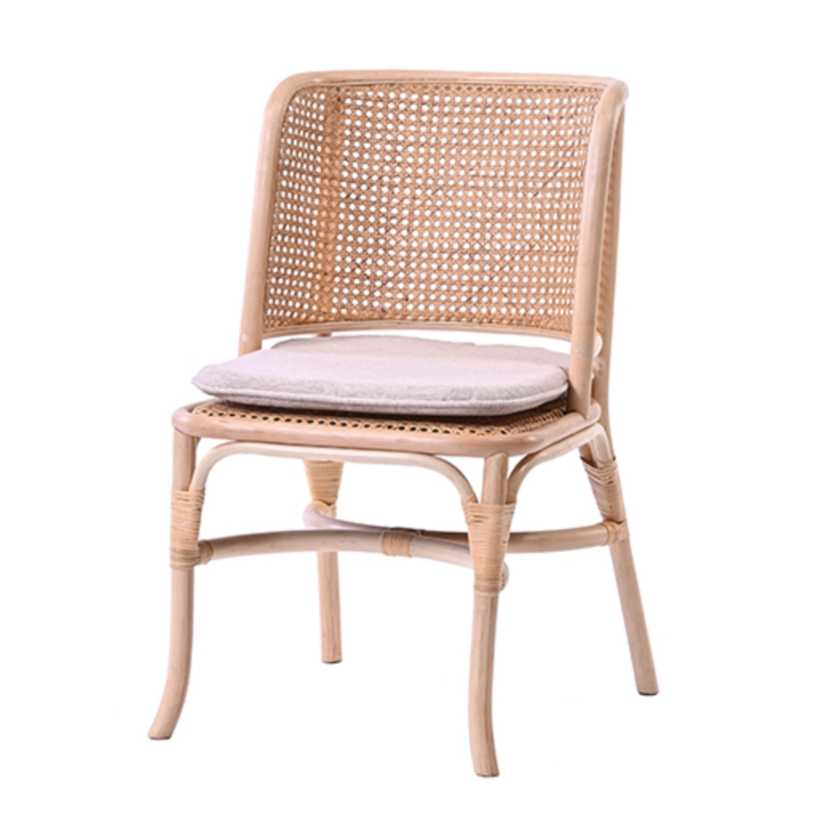 ダイニングチェア ラタン 座面高45cm クッション付 天然木 CALM