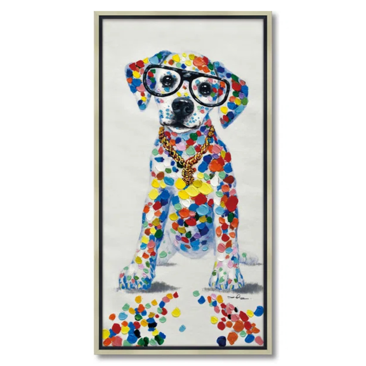 犬と猫　絵画 オイルペイントアート ベストフレンド (L) 油絵　犬と猫 楽天市場】「ベストフレンド」Lサイズ イヌ・いぬ・犬・ねこ・猫