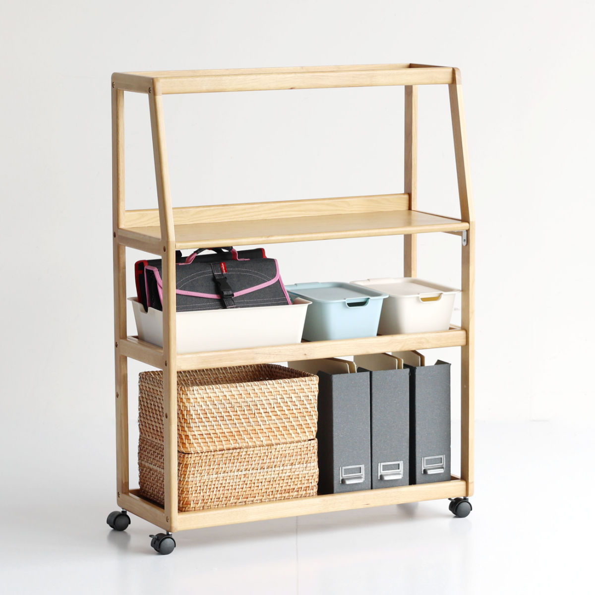 サイドワゴン キャスター付 ワイド 木製 幅80cm 高さ108cm 4段 E-Toko