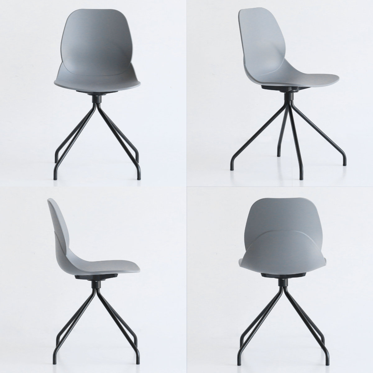 オフィスチェア 座面高47cm スチール脚 ワークチェア steel aven （ ポリプロピレン プラスチック デスクチェア 椅子 ダイニングチェア ）の画像