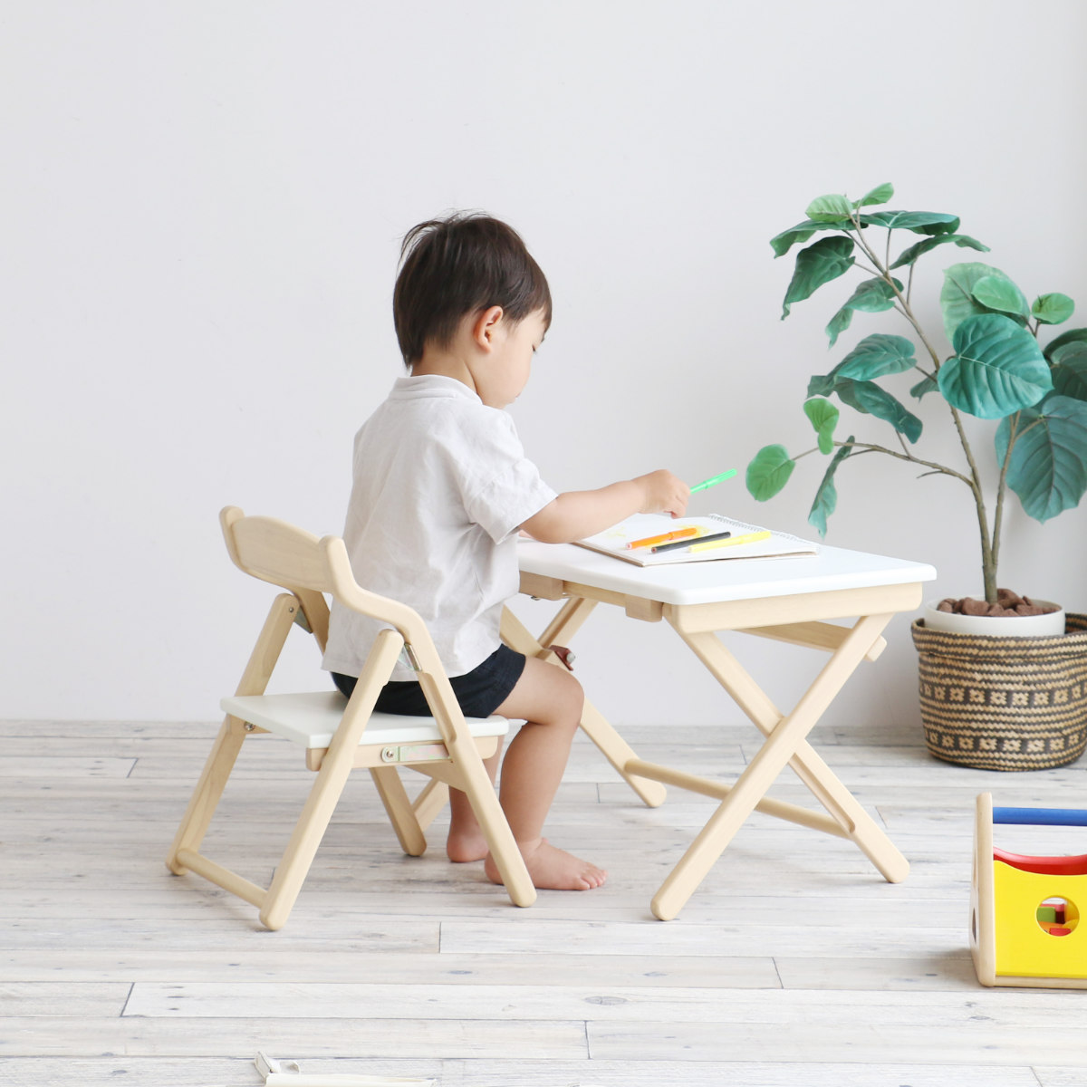 キッズデスク チェア セット 折りたたみ noah （ キッズテーブル ミニテーブル 子ども お絵かき ）