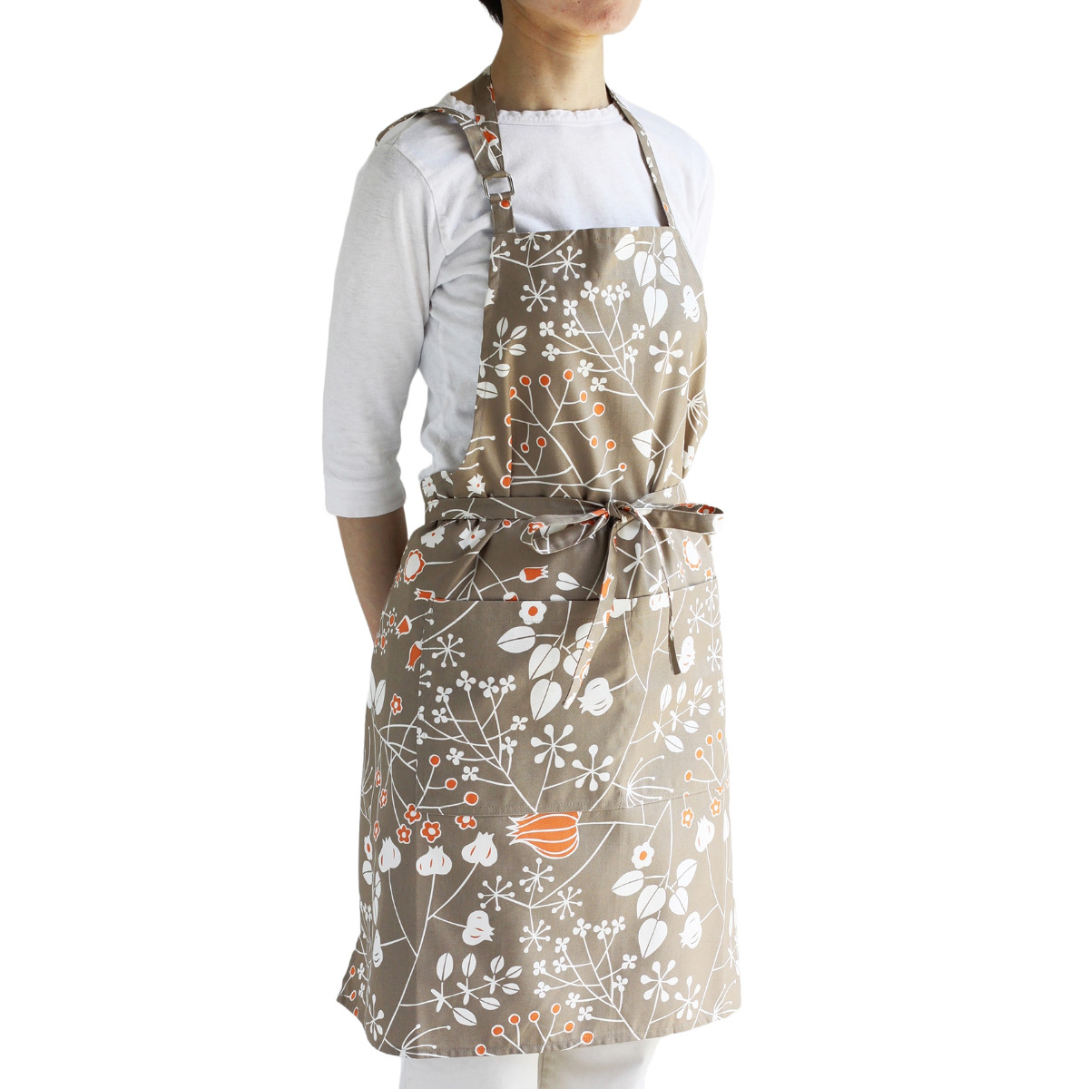 エプロン atelier Nuuit フラワ―プリント ショートエプロン