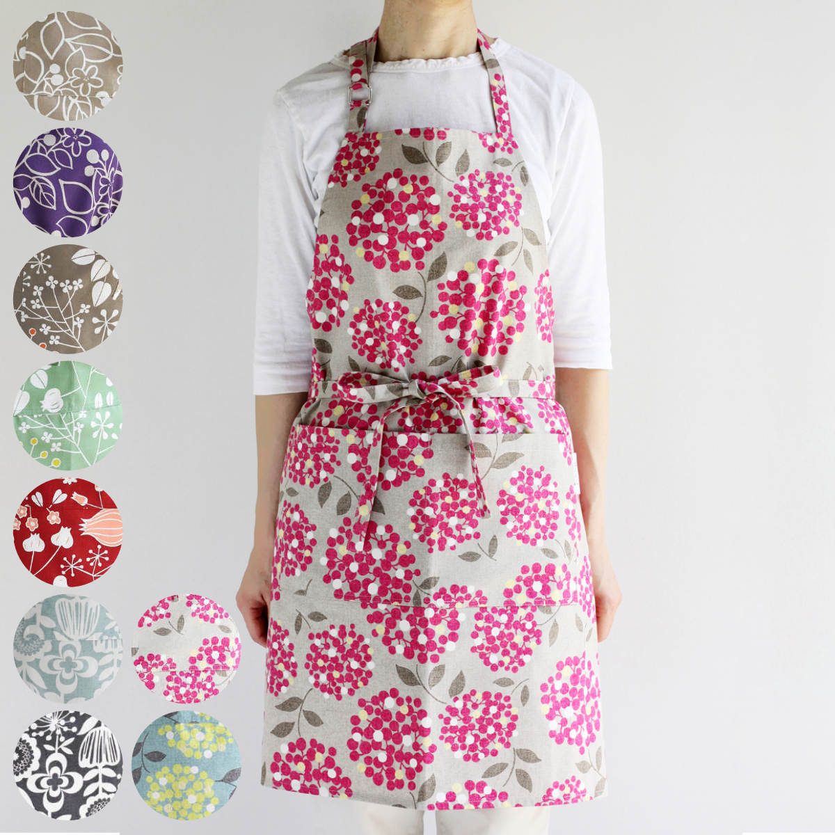エプロン atelier Nuuit フラワ―プリント ショートエプロン