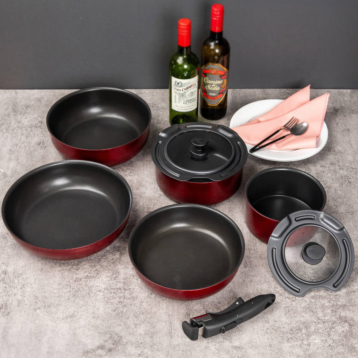 サーモス IH ガス対応 取っ手の取れるフライパン 鍋8点セット KSD-8A 取っ手のとれるフライパン8点セットDA/KSD-8A | 取っ手のとれる