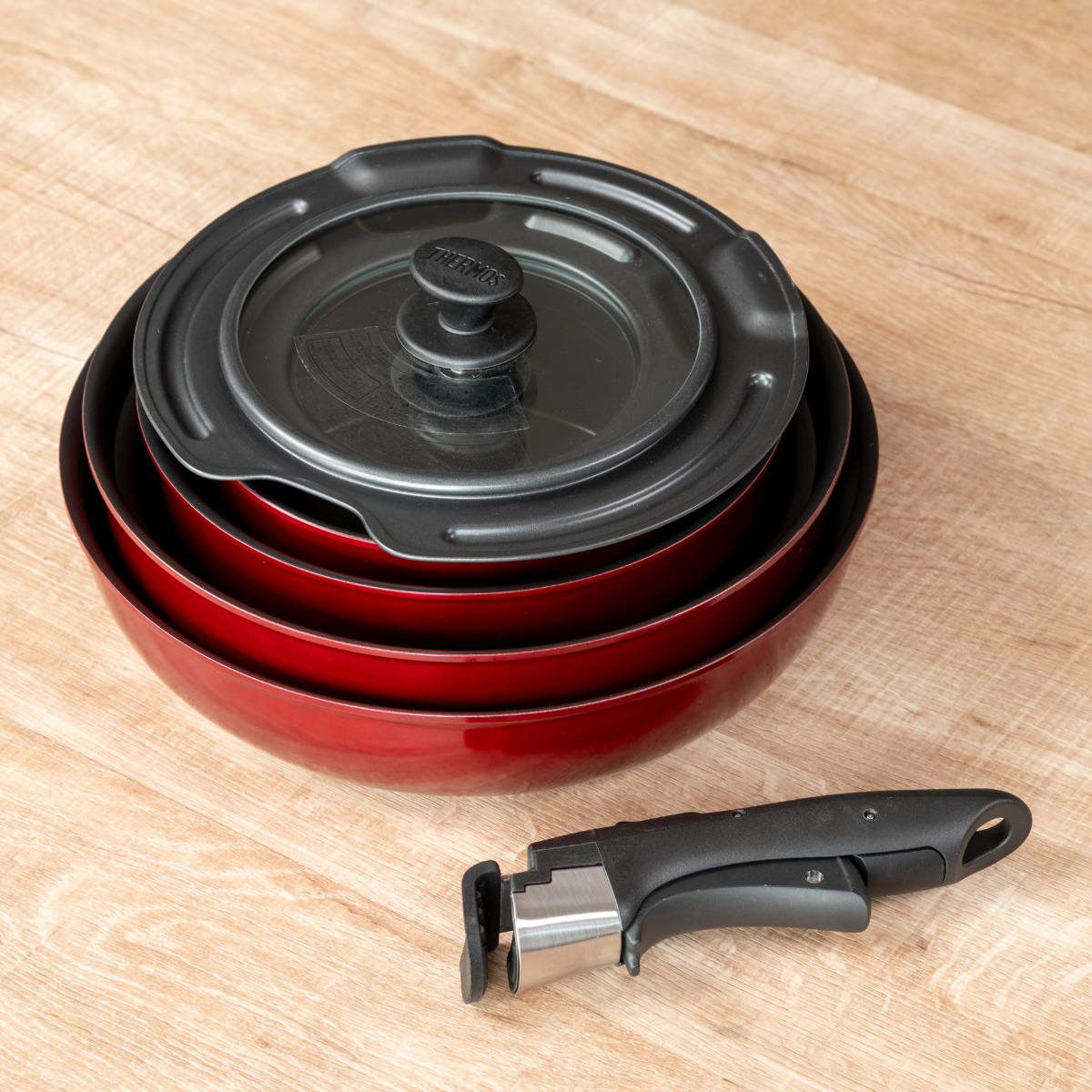 THERMOS（サーモス） 取っ手のとれるフライパン8点セット IH対応 着脱