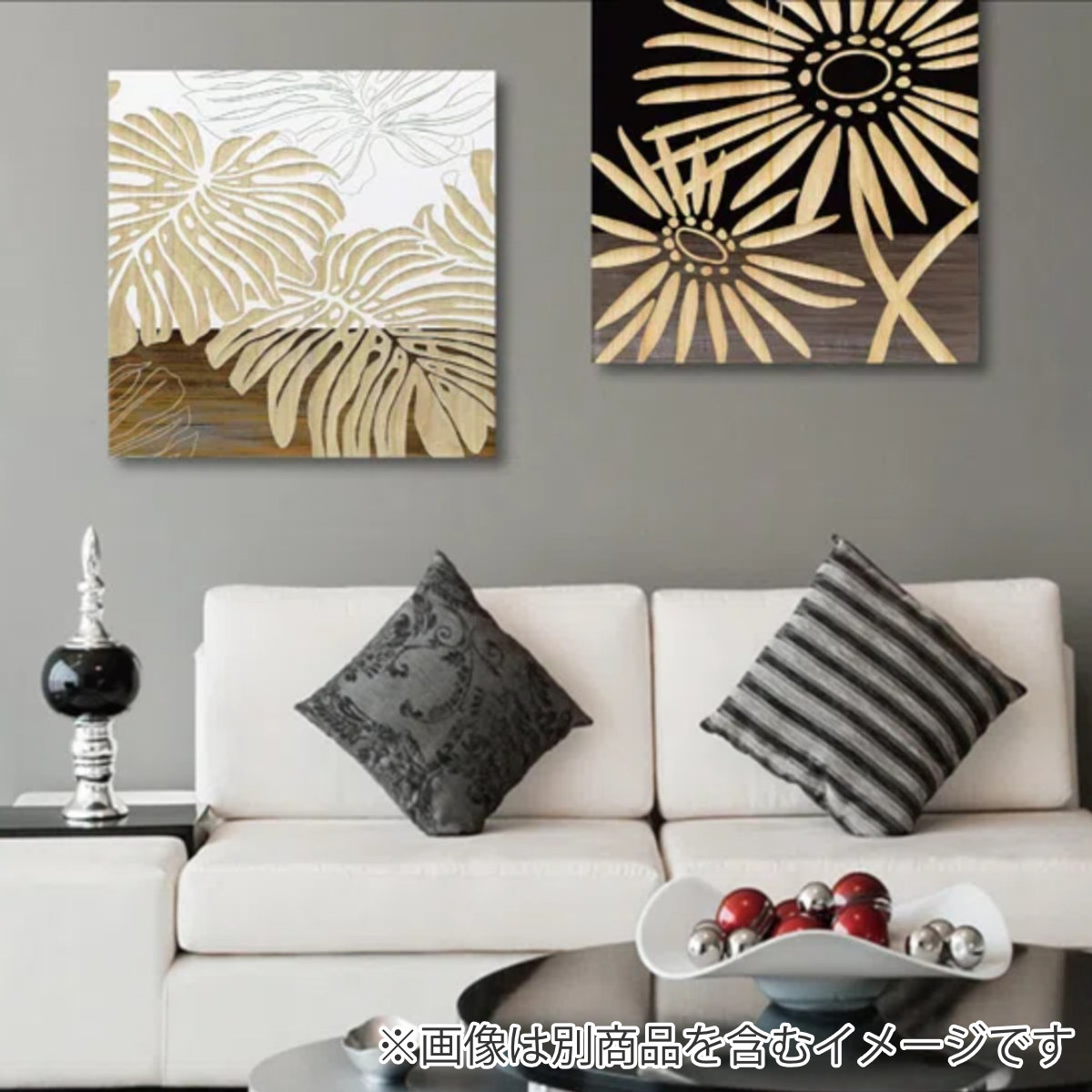 アートパネル ウッドスカルプチャーアート 60×60cm ワイルドモンステラ