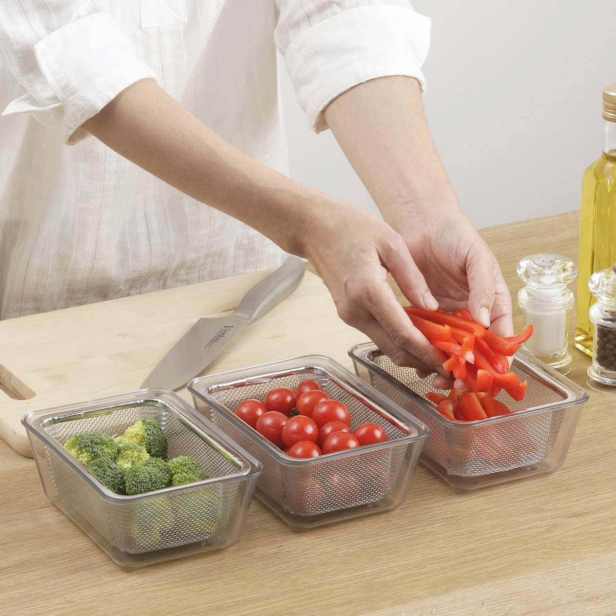 下村企販 耐熱クリアバット＆ザル 9点セット 蓋付き 日本製 （ 食洗機