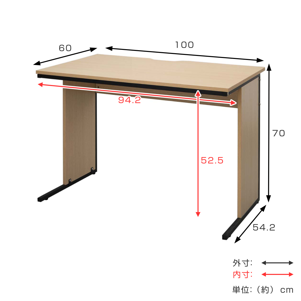 ワークデスク 幅100×奥行60cm メラミン オフィス シンプル （ 法人限定 デスク 事務机 机 パソコンデスク オフィスデスク ）_5
