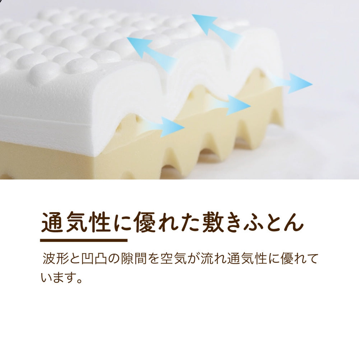 ロマンスエコー マットレス ダブル 厚さ9cm 硬め 日本製 （ 折り畳み 四つ折り 抗菌 防臭 吸水 速乾 敷き布団 ）の画像