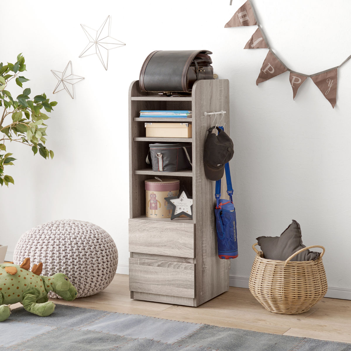 HAGiHARA（萩原） ランドセルラック 幅35cm Bタイプ 可動棚3枚 連結