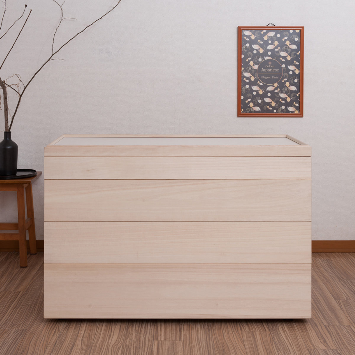 桐 衣装ケース 幅42cm 4段 キャスター付き 日本製 完成品 桐心 （ 収納ケース 衣装箱 すき間 スタッキング 消臭 防虫 ）_11