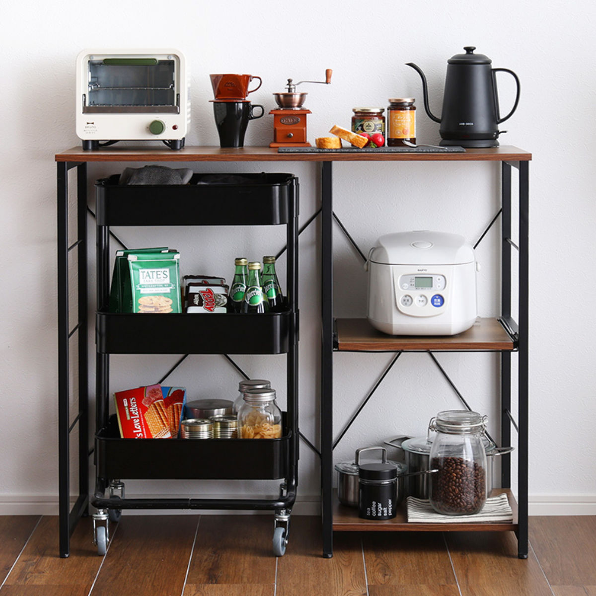 ホームテイスト（HOME taste） キッチンカウンター 幅100cm スライド棚