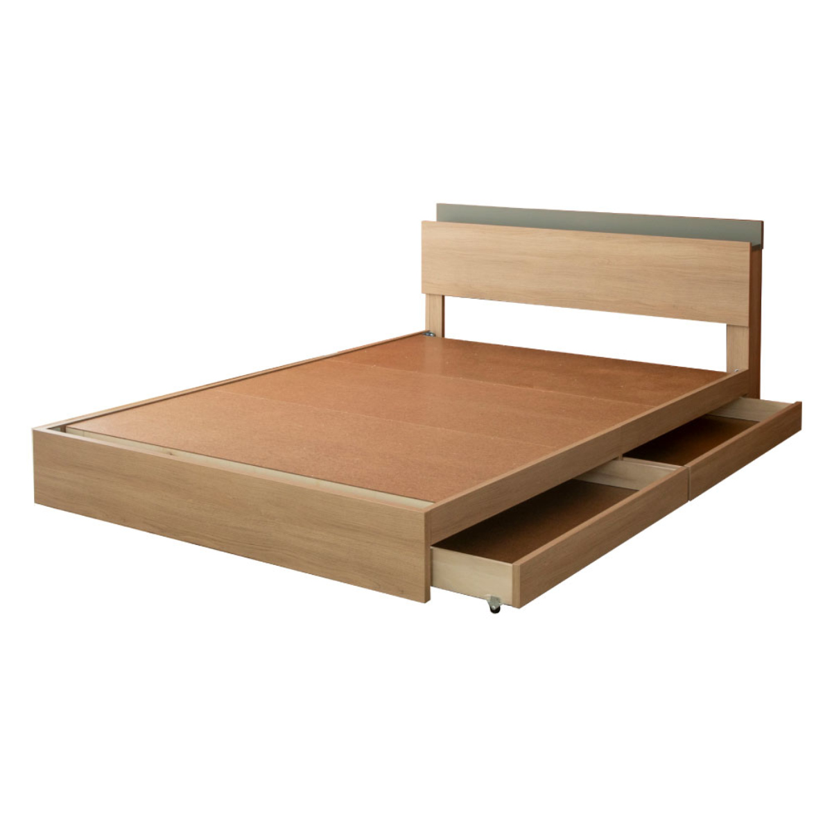 収納付きベッド ダブル ツートン 2口コンセント 日本製 Apel （ ベッド