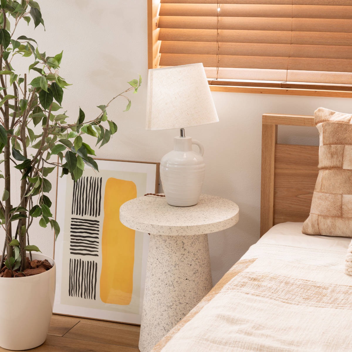 東谷 サイドテーブル 円型 直径40cm 高さ50cm テラゾー柄 （ ストーン