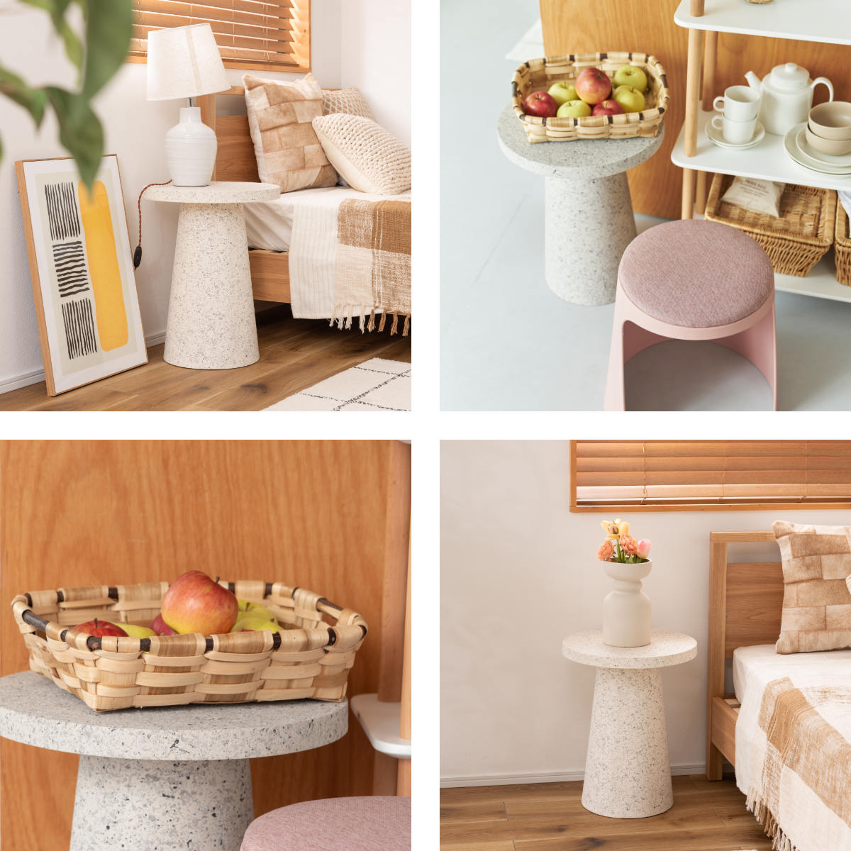 東谷 サイドテーブル 円型 直径40cm 高さ50cm テラゾー柄 （ ストーン