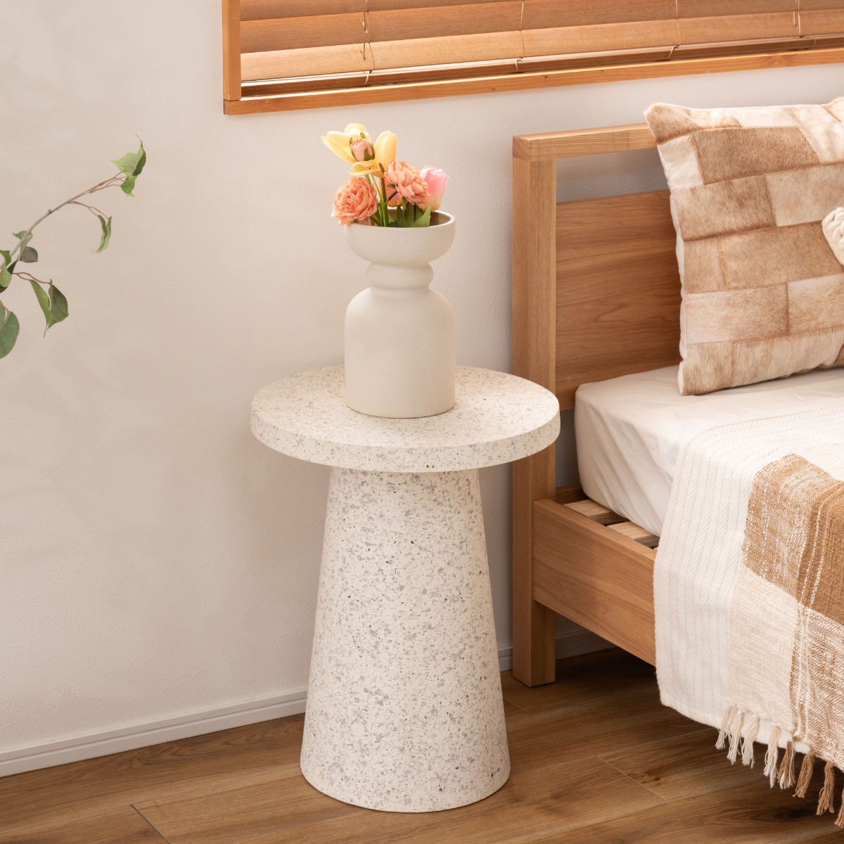 東谷 サイドテーブル 円型 直径40cm 高さ50cm テラゾー柄 （ ストーン