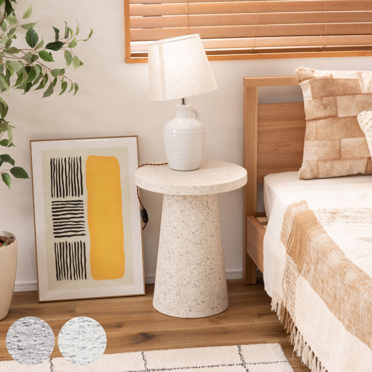 東谷 サイドテーブル 円型 直径40cm 高さ50cm テラゾー柄 （ ストーン