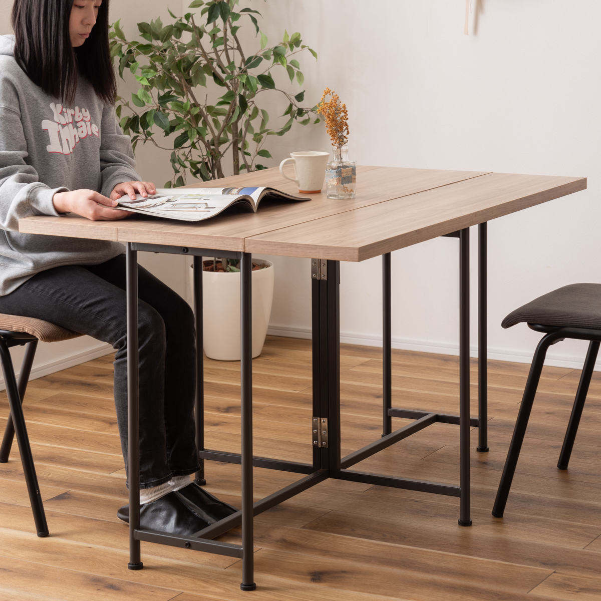 東谷 バタフライテーブル 幅120cm 奥行3段階調整 高さ70.5cm （ 3way