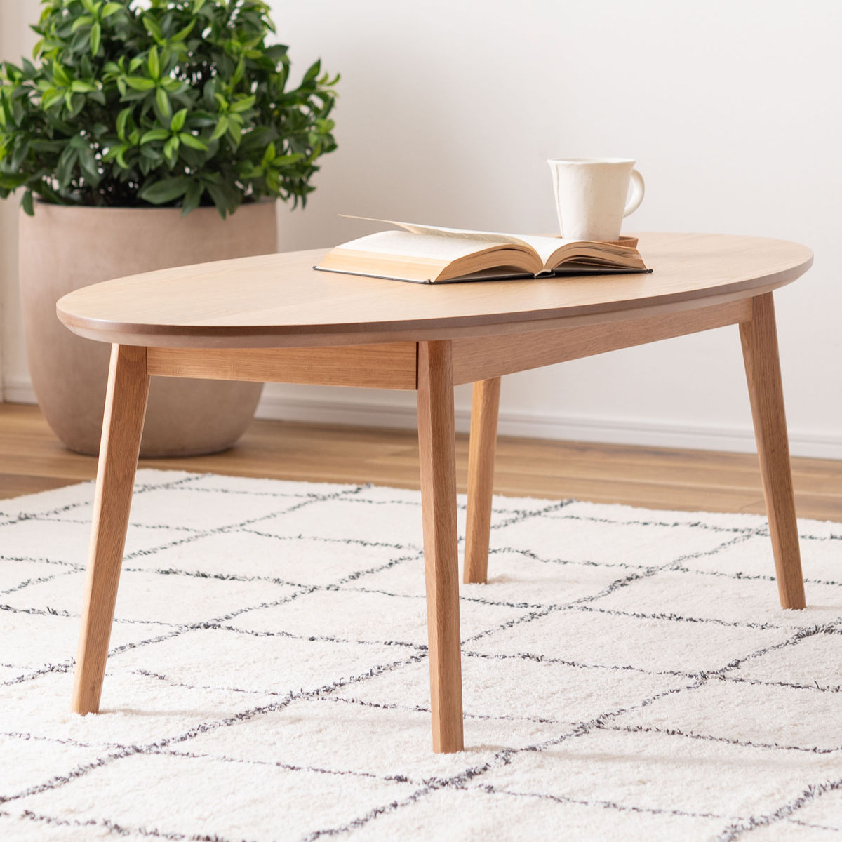 東谷 リビングテーブル オーバル型 幅120cm 高さ38cm （ オーク 木製