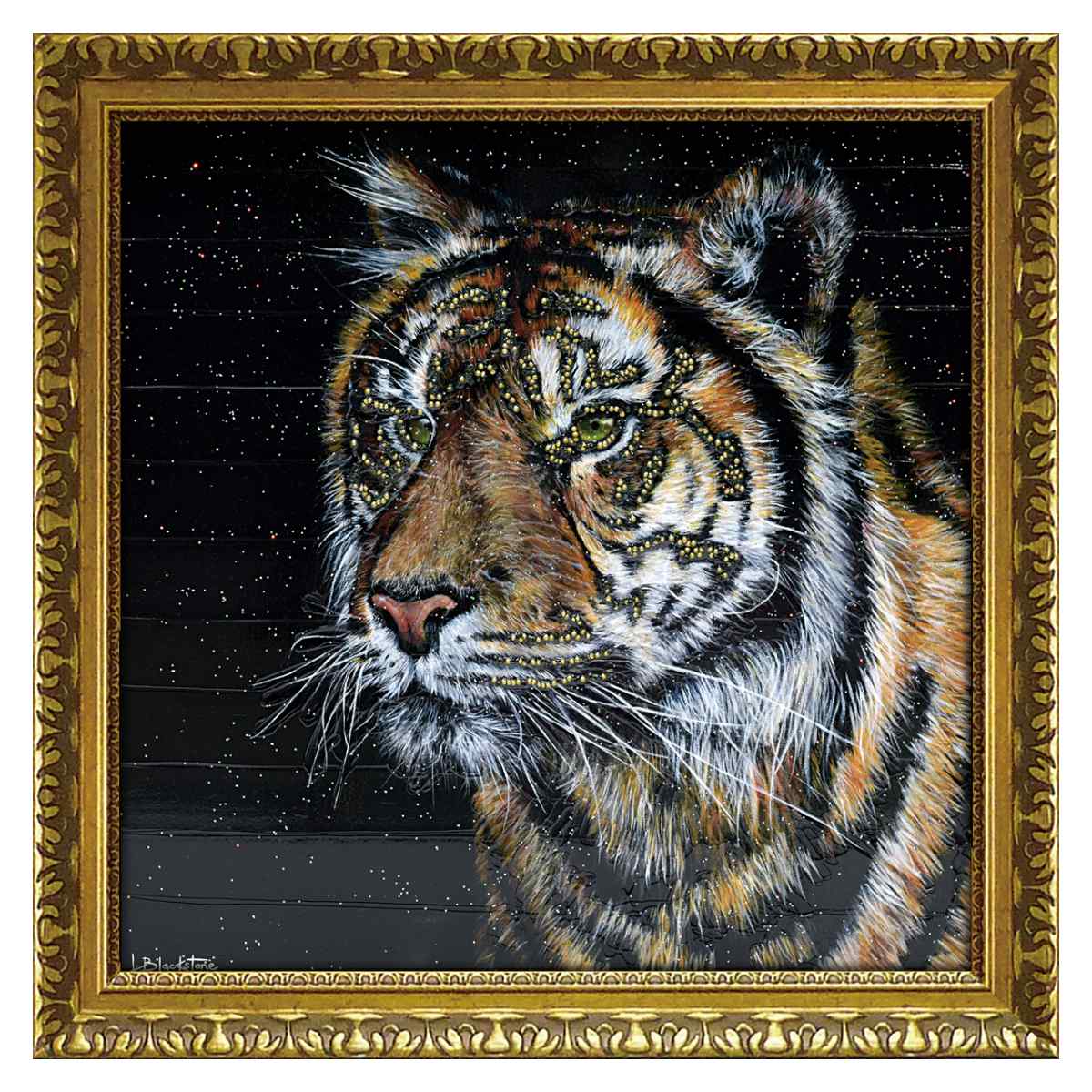 アートパネル ルーシー ブラックストーン 58.5×58.5cm （ 絵画 絵 アート インテリア 額 額入り 壁掛け おしゃれ ゲル加工 トラ ヒョウ ）_6