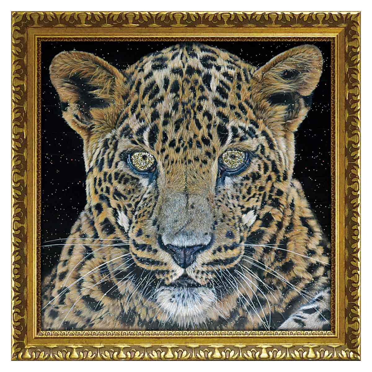 アートパネル ルーシー ブラックストーン 58.5×58.5cm （ 絵画 絵 アート インテリア 額 額入り 壁掛け おしゃれ ゲル加工 トラ ヒョウ ）_1