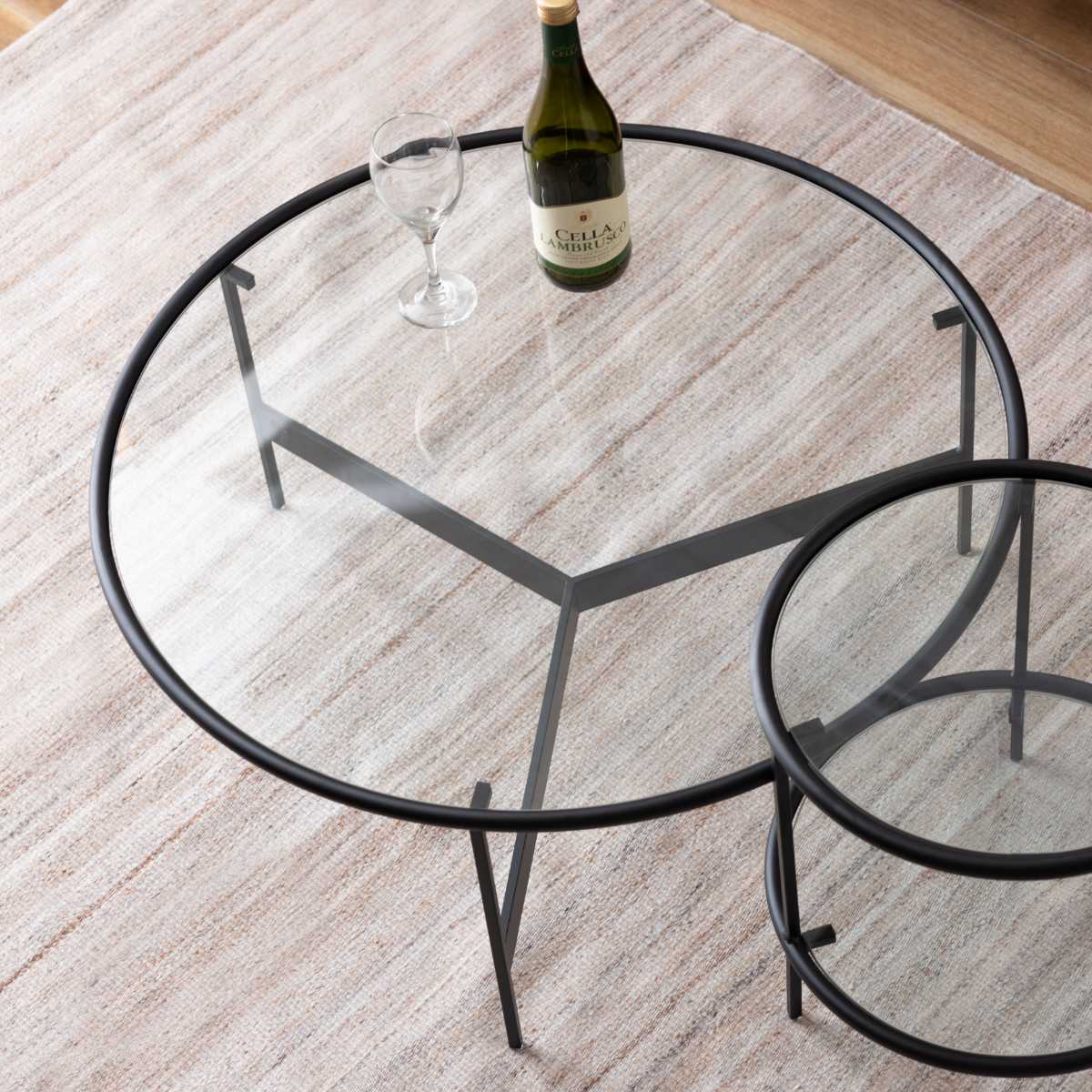 東谷 センターテーブル 円型 直径75cm ラウンドガラステーブル