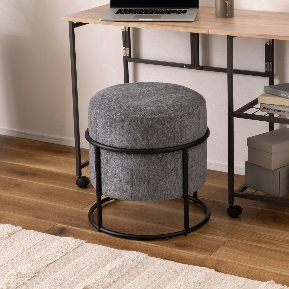 東谷 スツール 円型 直径45cm 高さ49cm （ 丸 ファブリック クッション