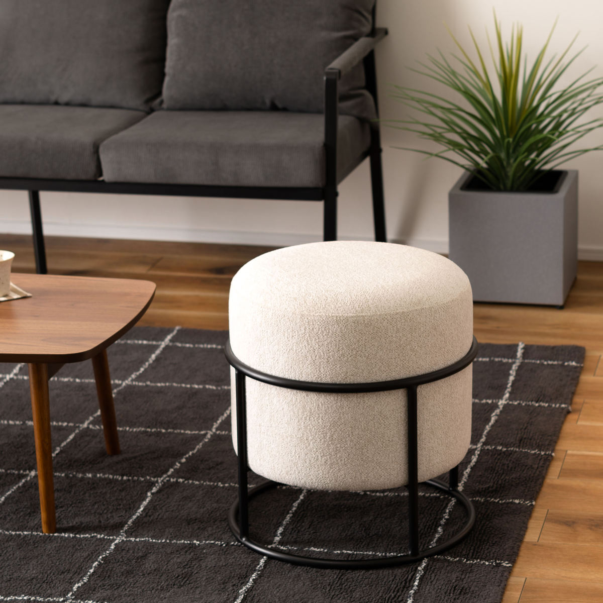 東谷 スツール 円型 直径45cm 高さ49cm （ 丸 ファブリック クッション