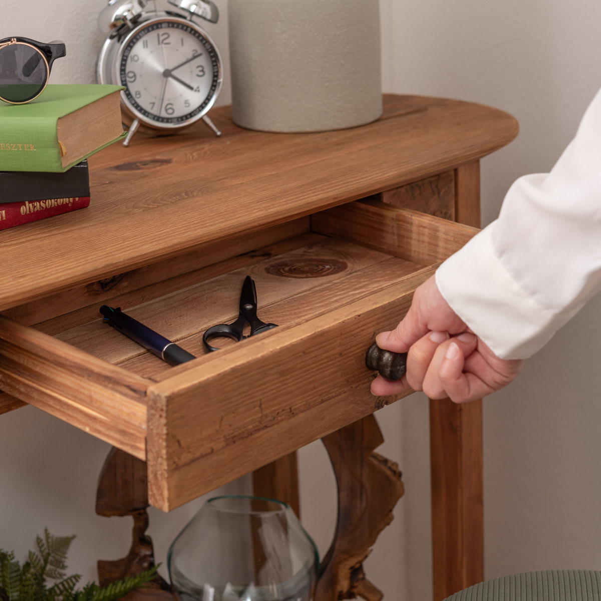 東谷 コンソール 幅95cm 引出し付 パイン古材 ヴィンテージ （ スリム