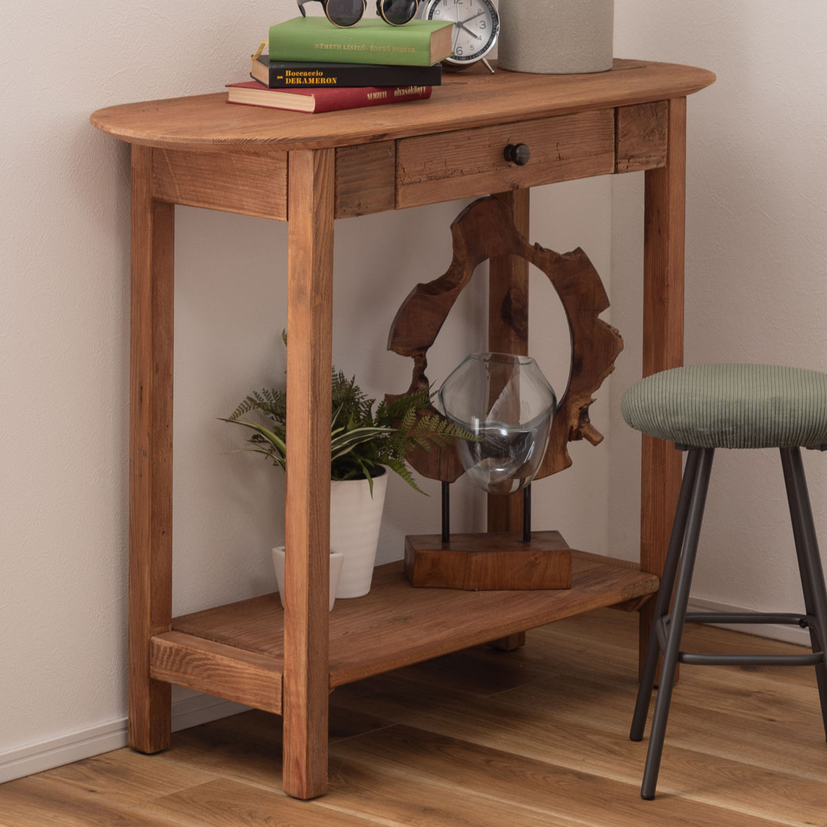 東谷 コンソール 幅95cm 引出し付 パイン古材 ヴィンテージ （ スリム