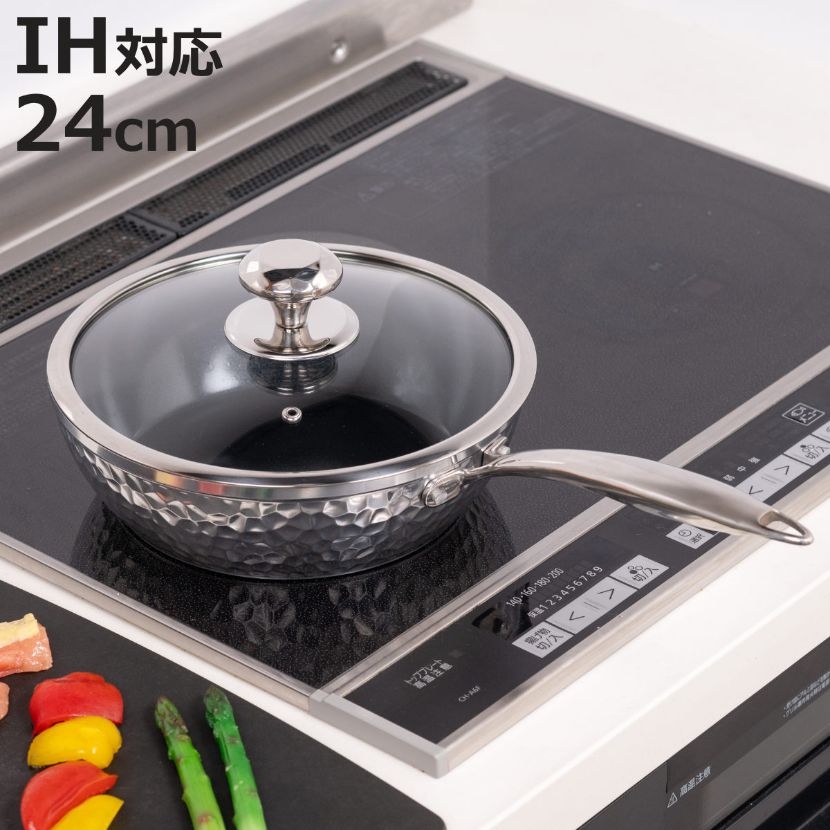谷口金属工業 フライパン 24cm 深型 IH対応 槌目鍛造 セラミックコート