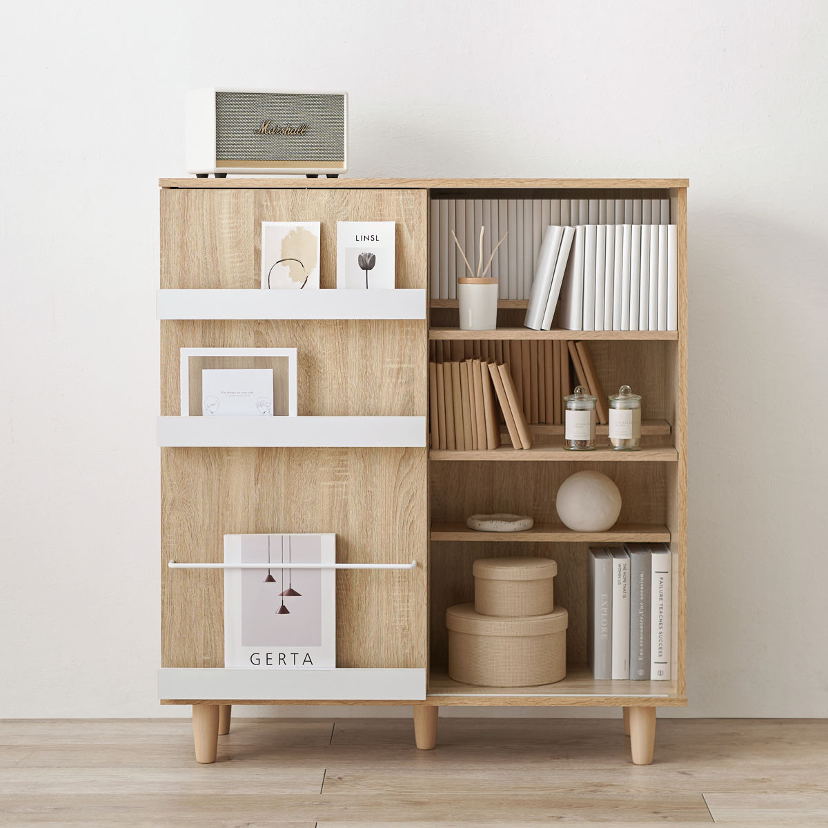 HAGiHARA（萩原） 本棚 幅90.5cm コミック約400冊収納 スライドラック