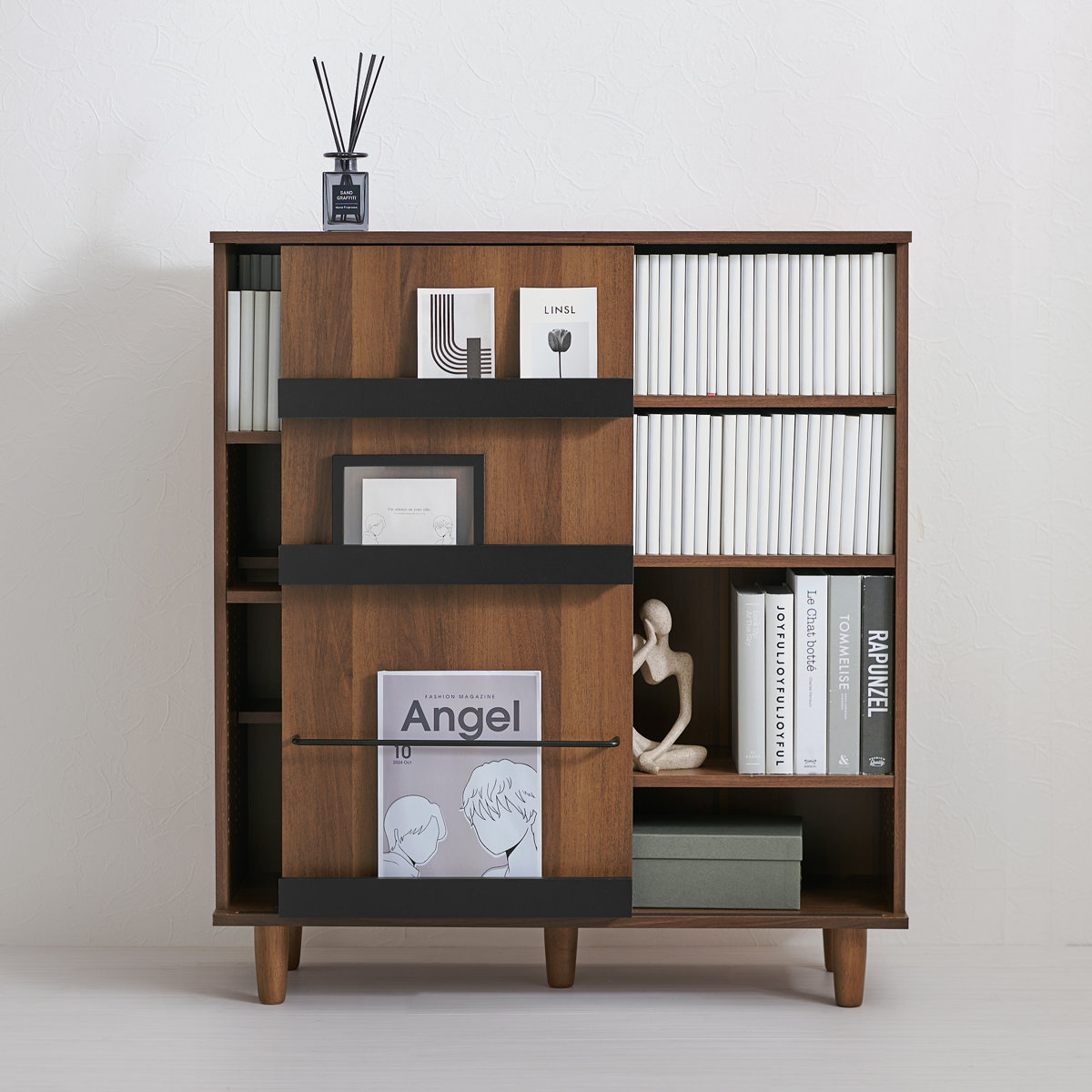 HAGiHARA（萩原） 本棚 幅90.5cm コミック約400冊収納 スライドラック