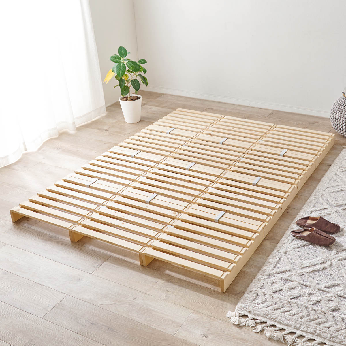 HAGiHARA（萩原） パレットベッド ダブル 12枚セット すのこ 天然木 高