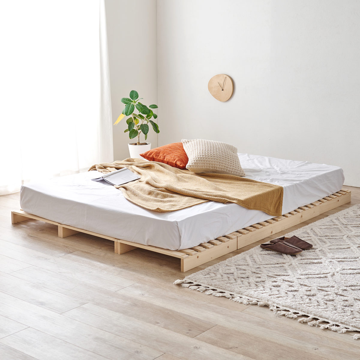 HAGiHARA（萩原） パレットベッド ダブル 12枚セット すのこ 天然木 高