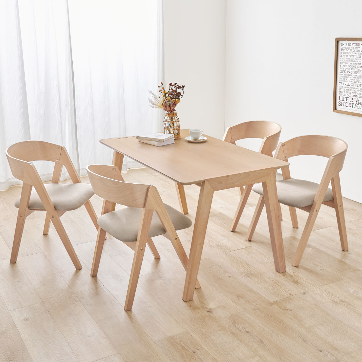 HAGiHARA（萩原） ダイニングテーブルセット 4人掛け 5点セット