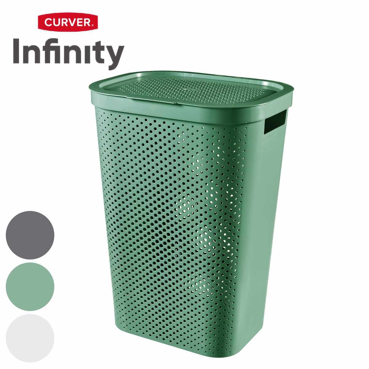 藤栄 ランドリーバスケット CURVER インフィニティー 60L ふた付き