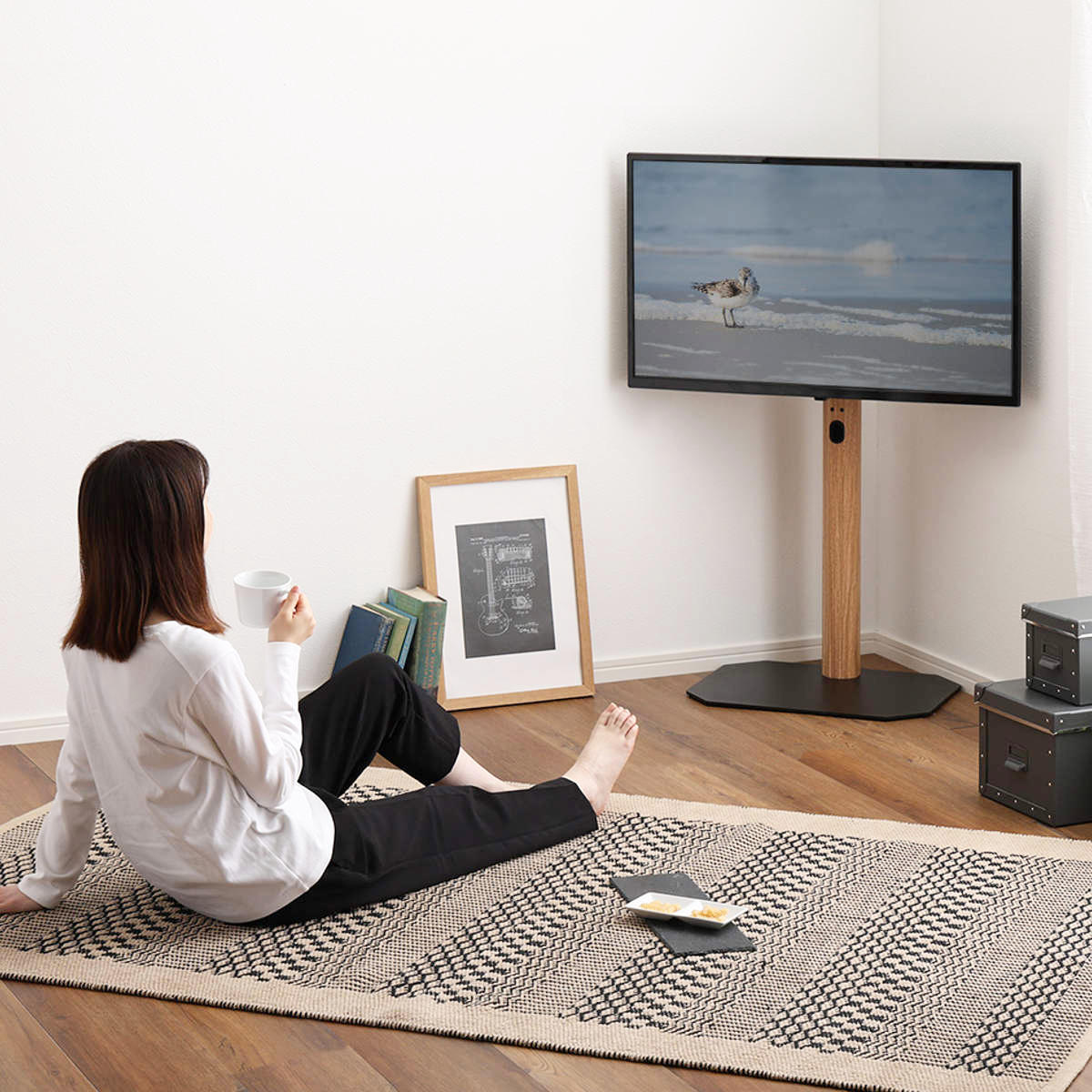 ホームテイスト（HOME taste） TVスタンド ロータイプ 八角支柱 32-65