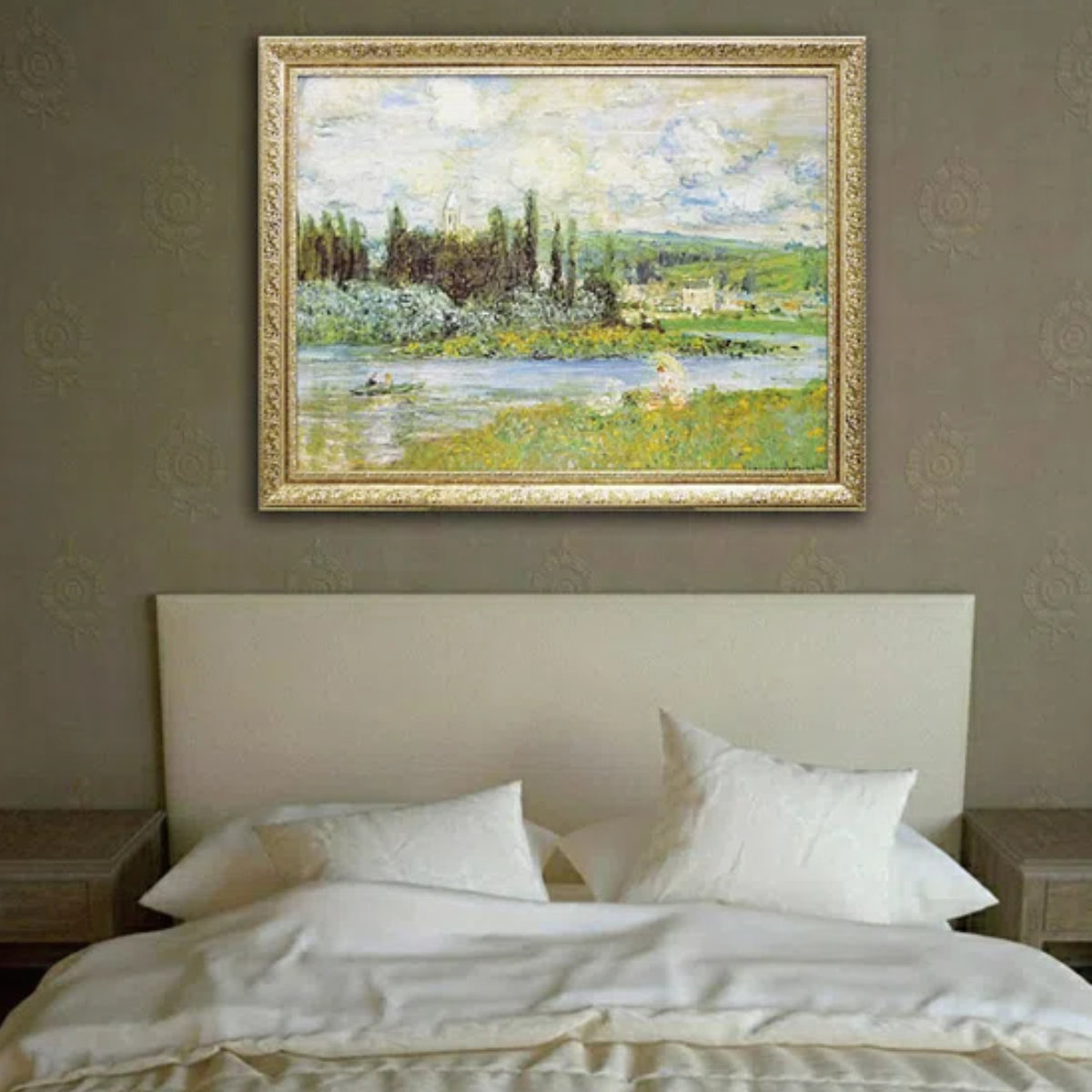 アートパネル ミュージアム シリーズ モネ 91×71cm （ 絵画 絵 アート インテリア 額入り 壁掛け おしゃれ ゲル加工 セーヌ川のほとり ）の画像