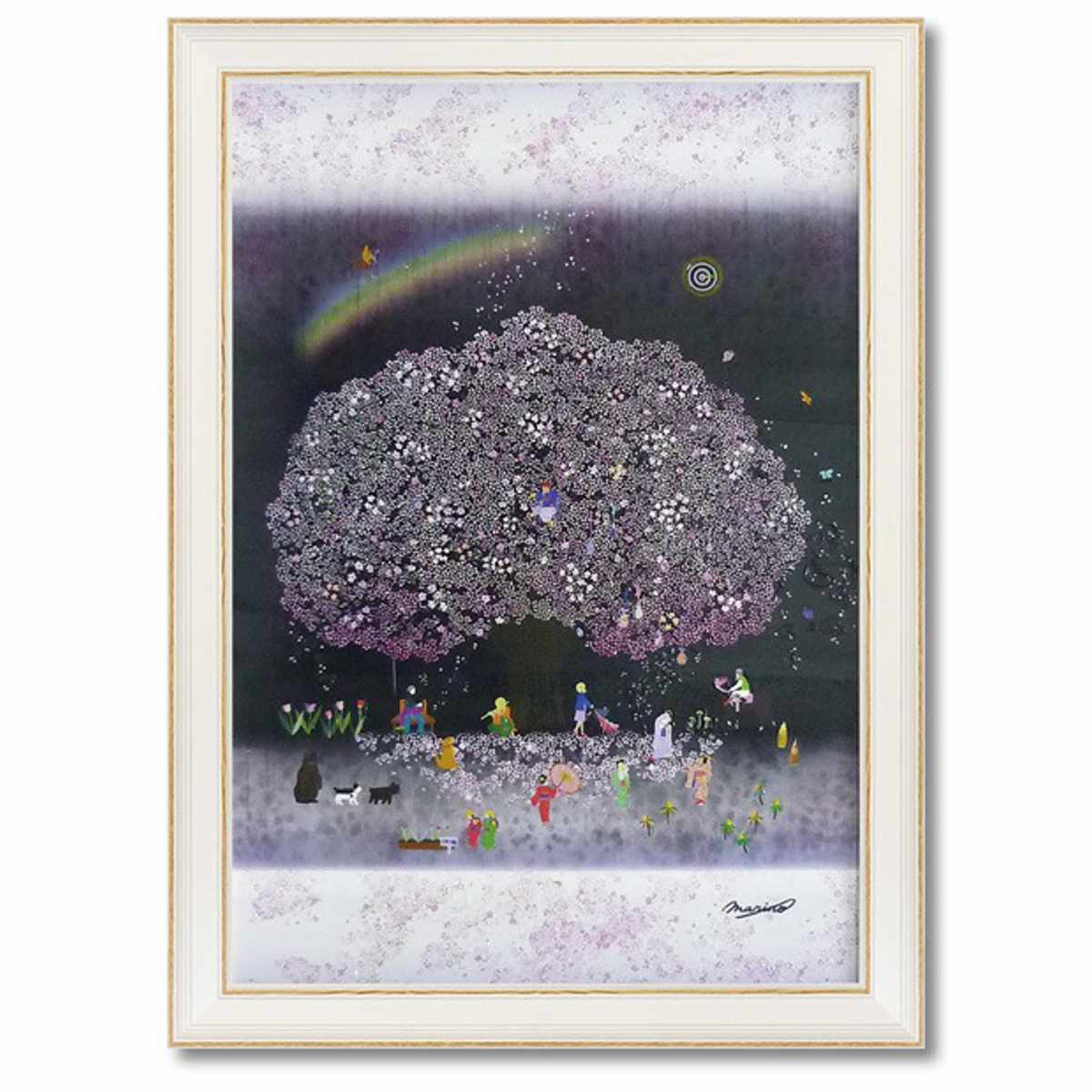 視力回復トレーニング☆エナジーアート 白丸黒丸 瞑想にも使える万能絵画A4額縁付 アートパネル なかの まりの 79×58cm （ 絵画 絵 アート インテリア 額