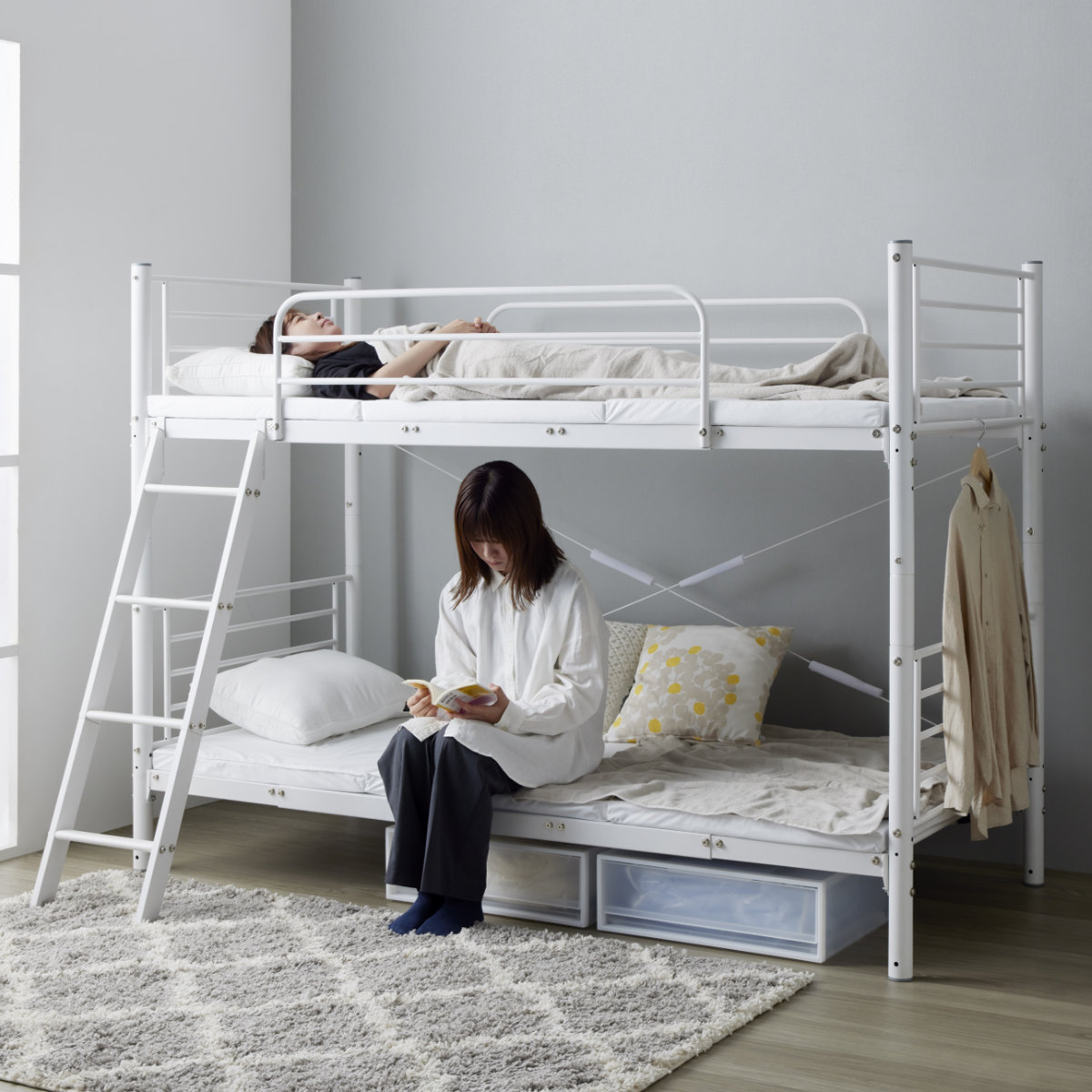 岩附 2段ベッド 耐荷重300kg 分離 横連結 シングル＆キング対応