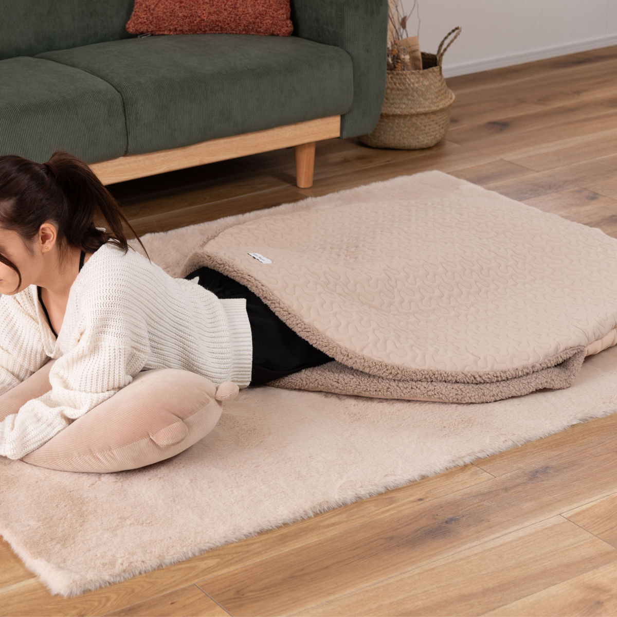 東谷 サンドクッション ラウンド ボア生地 ブランケット （ クッション