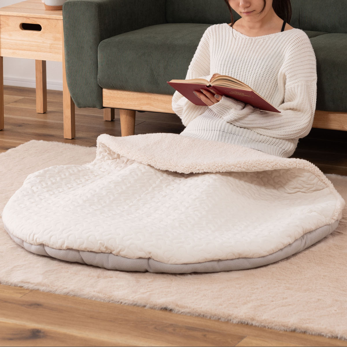 東谷 サンドクッション ラウンド ボア生地 ブランケット （ クッション