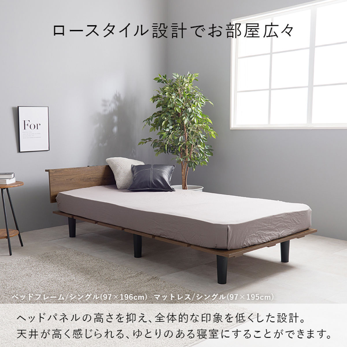 HAGiHARA（萩原） ステージ風ベッド シングル ロースタイル 2口