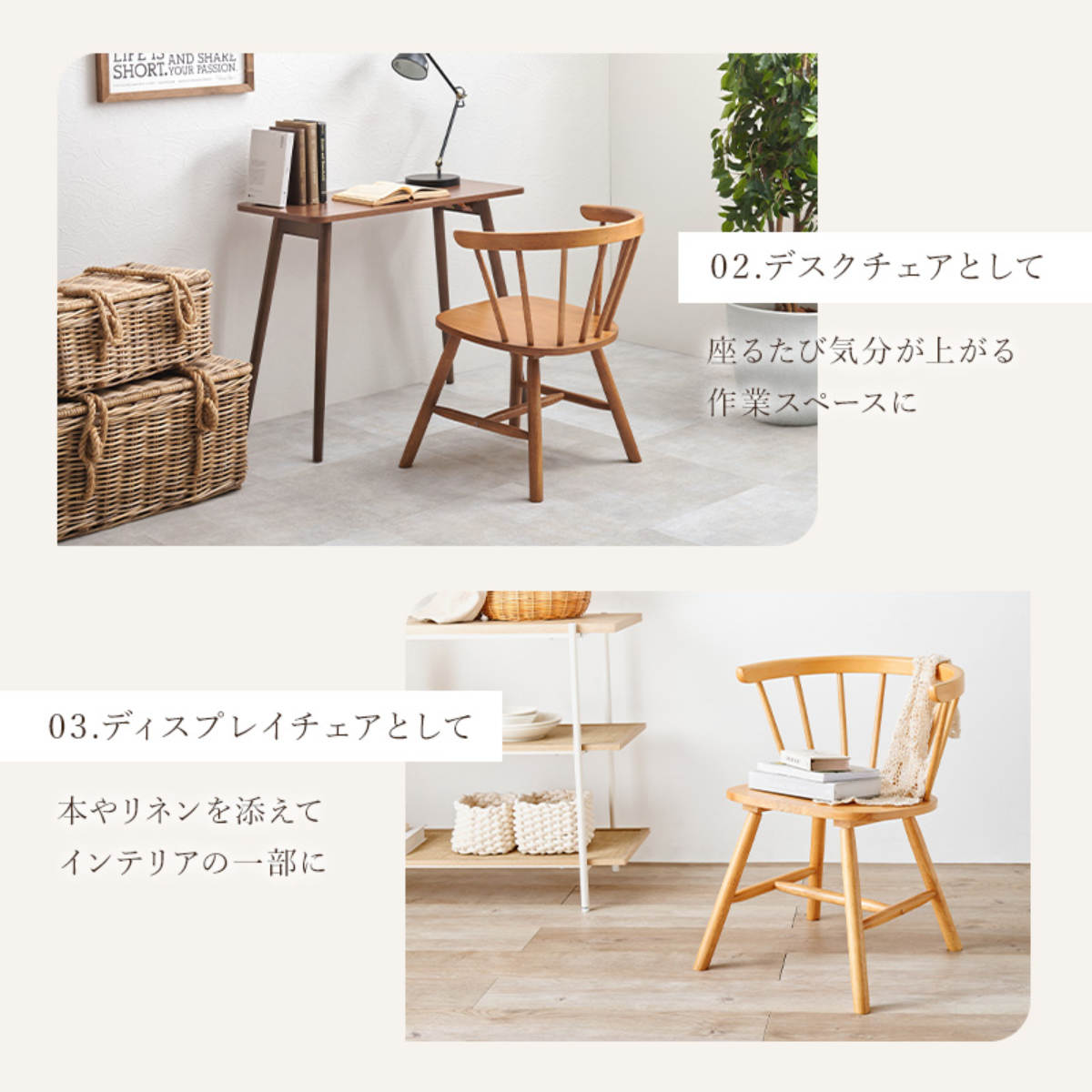 HAGiHARA（萩原） ダイニングチェア 同色2脚セット 座面高42cm ロー